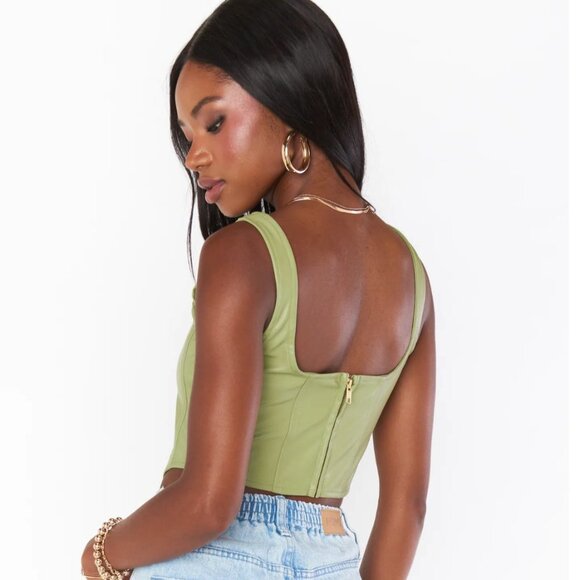 Show Me Your Mumu The Corset Top in Sage Faux Leather - Picture 3 of 9